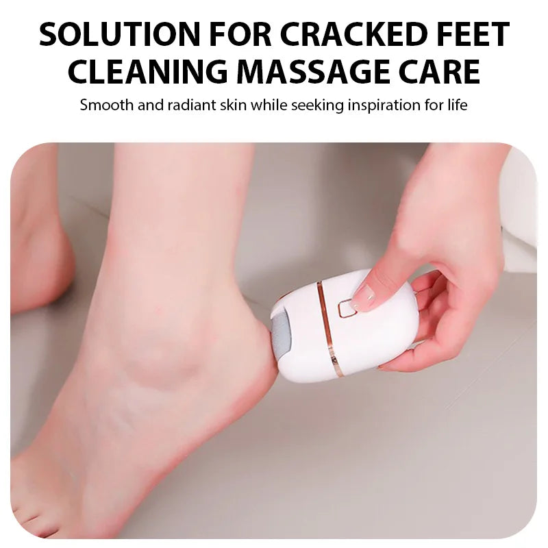 Electric Foot File with Rechargeable Design and Three Grinding Heads, Two Fine and One Coarse Head, White Portable Foot Care Tool for At-Home Pedicure Routines