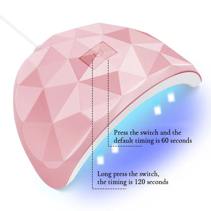 LINMANDA USB UV LED Nail Lamp in Pink with 18 LEDs and 60s or 120s Timer Settings, Compact ABS Gel Curing Tool for Compatible Fingernail and Toenail Products