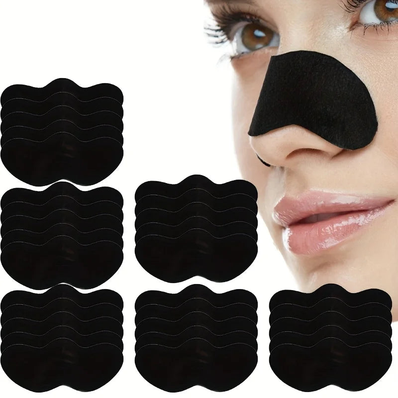 Nose Pore Cleansing Patches with Black Option Labels in 10, 20, 50 or 100-Piece Packs, Facial Care Selection with Nose Cleaning and Blackhead-Care References
