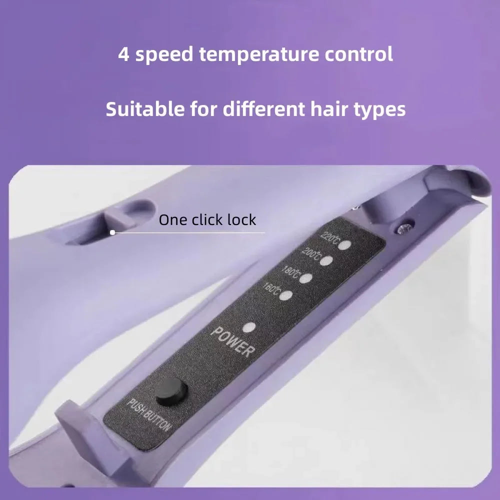 Deep Wave Hair Curler with Listed 32mm Size and Four Adjustable Temperature References, Pink or Purple Crimping Styler with Regional Plug Option Labels