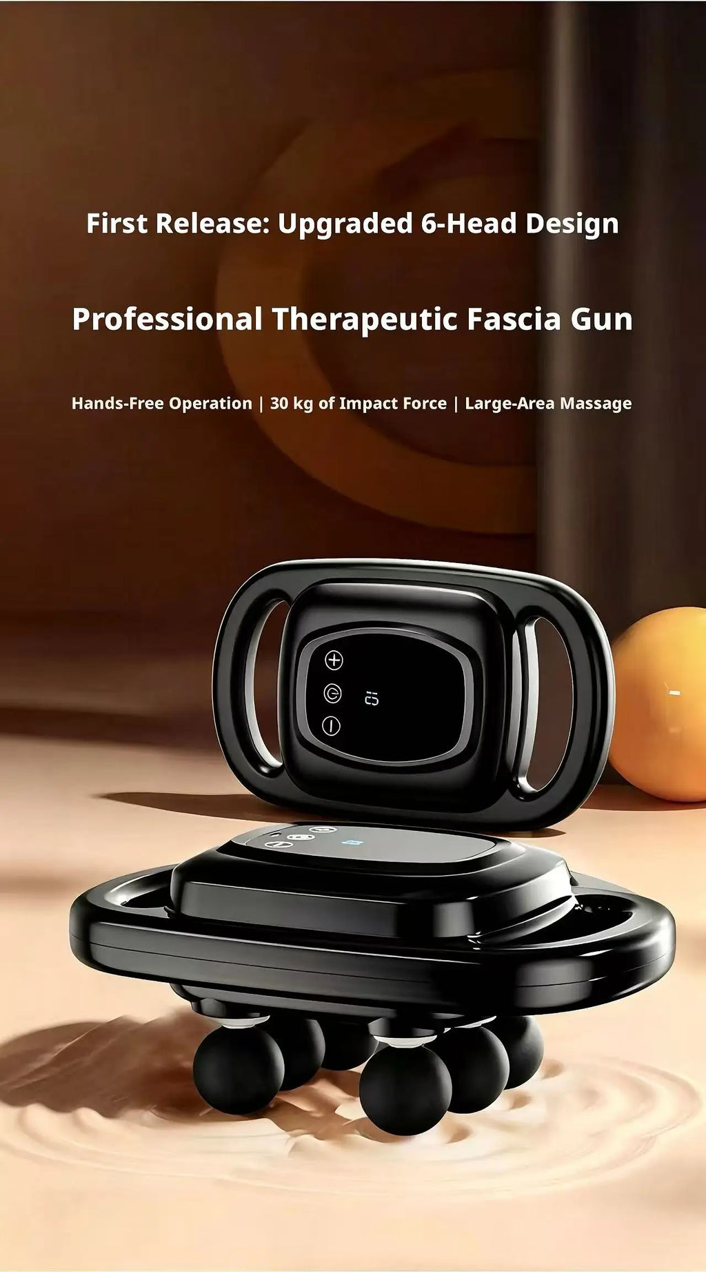 Six-Head Oscillating Massage Gun in Black, Portable Personal-Care Muscle Massager for Manufacturer-Approved At-Home Relaxation and Adult Gift Ideas