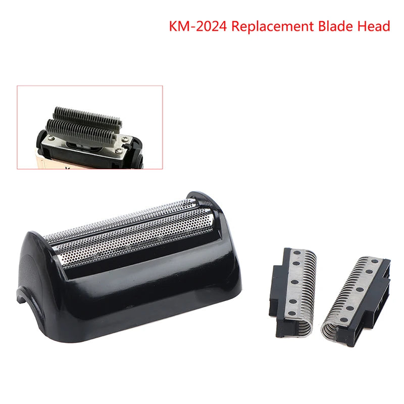 KM-2024 Shaver Replacement Head with Stainless Steel Blade and Mesh Foil Net, Compatible Grooming Accessory for Kemei KM-2024 Electric Razor Maintenance