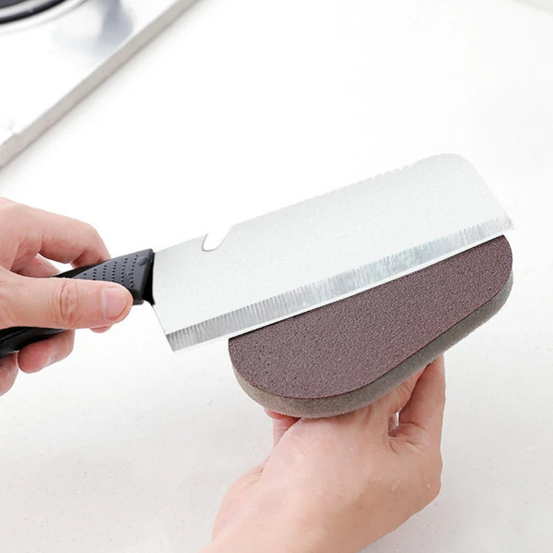 Emery Sponge Cleaning Brush with PP Handle and High-Density Sponge Core for Compatible Kitchen, Bathroom and Household Stain or Rust Cleanup