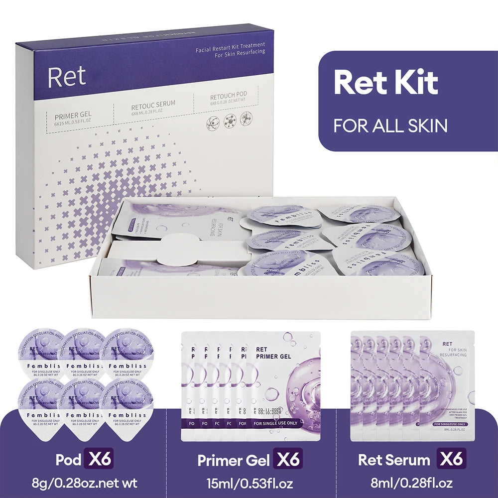 Facial Pod Serum and Gel Kit with Listed Six 8g Pods, Six 8ml Serums and Six 15ml Gels, Seven Type Choices and Separate Bubble Pen Option