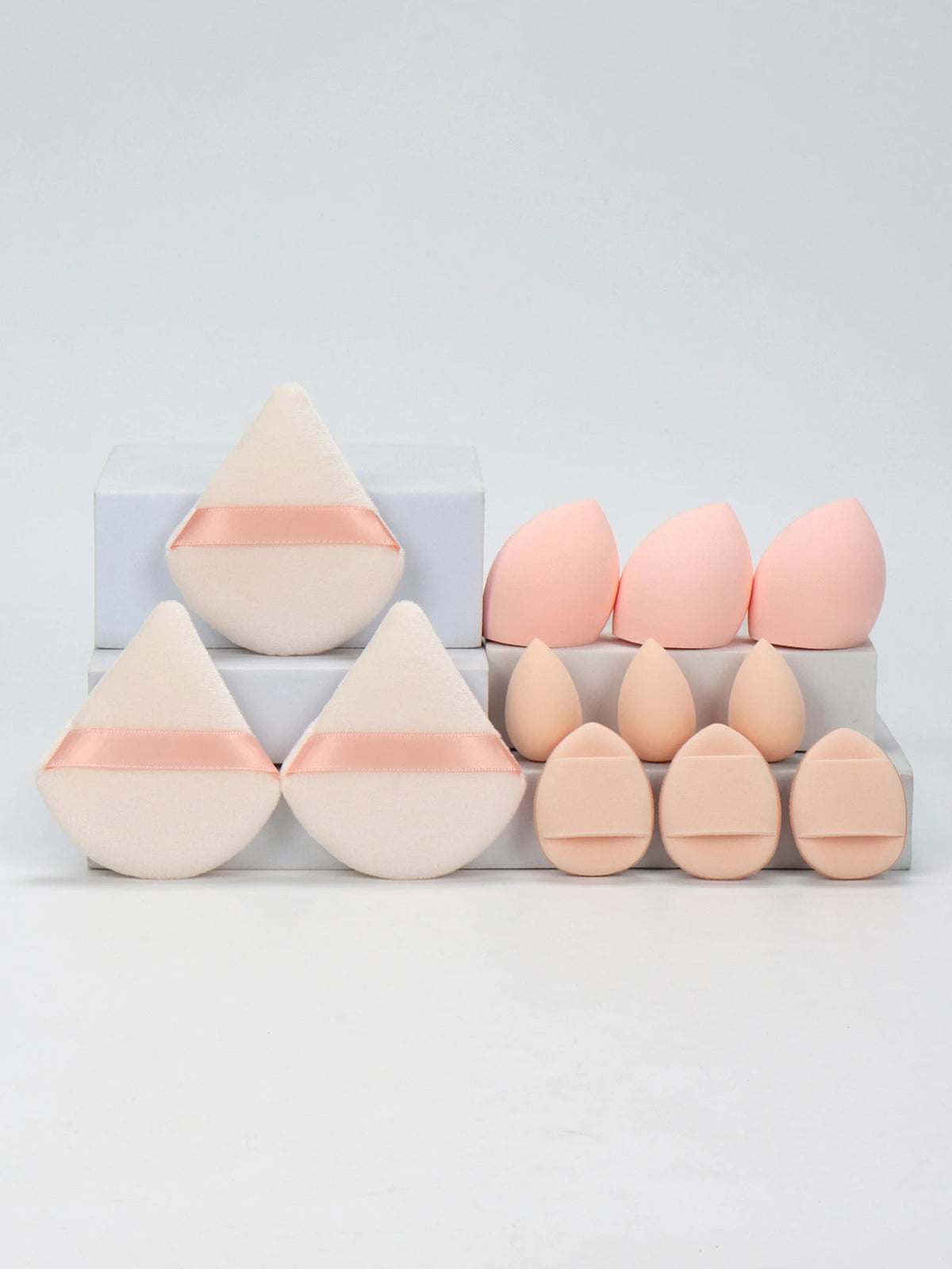 12-Piece Makeup Sponge and Powder Puff Set with Mini Air Cushion Puff and Beauty Egg References, 18 Color and Style Labels for Adult Cosmetic Application