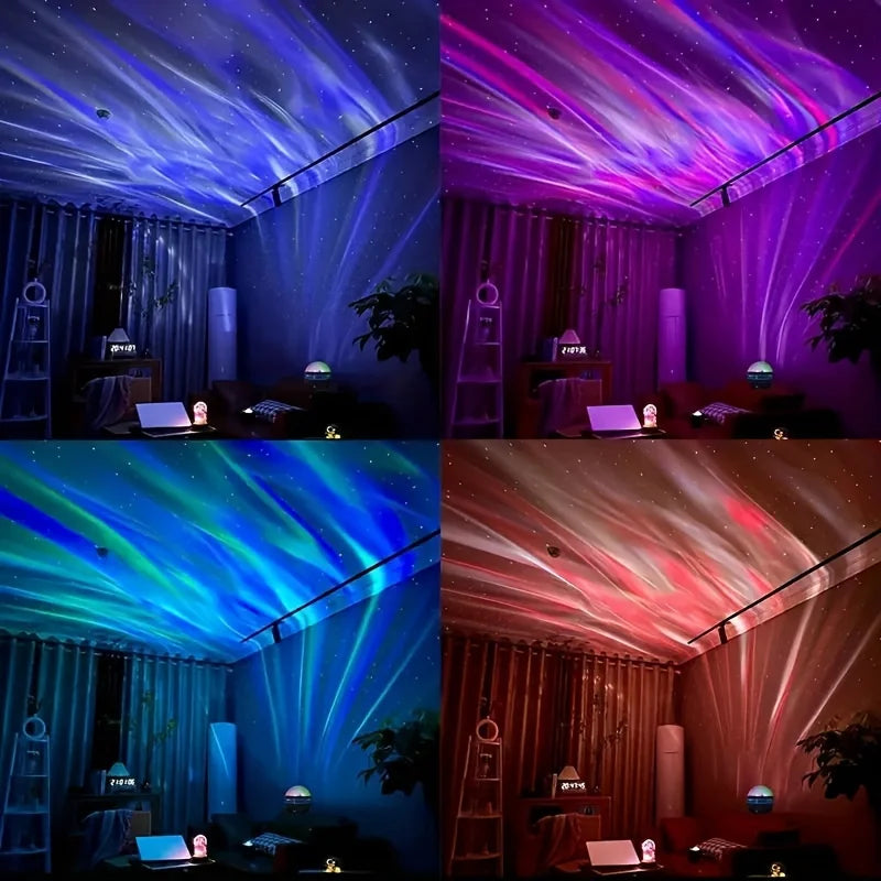 RGB Projection Night Light with Remote Control, USB 5V LED Lamp with Removable Shade in Aurora or Water Ripple Options for Bedroom, Game Room and Party Decor