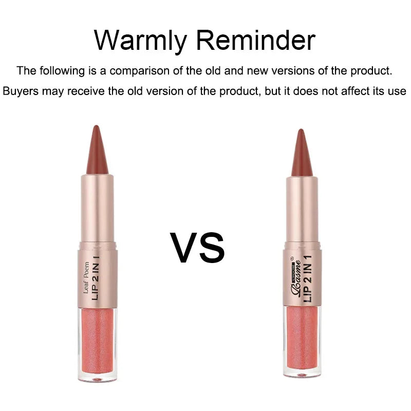 2-in-1 Lip Liner and Gloss Pen with Listed Matte Color and Mirror-Shine Lip Glaze, Coded Shade Options for Gradient Lip Contouring and Everyday Makeup