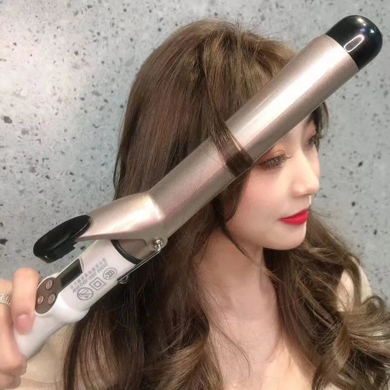 LCD Temperature-Control Curling Iron with Separate 9–38mm Ceramic Barrel Options or Pink and Golden Curl-Straight Combo Styles for Adult Hair Styling
