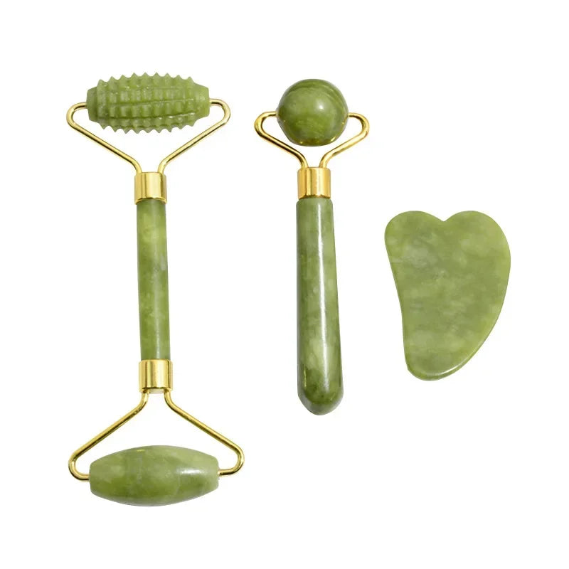 Jade Roller and Gua Sha Tool Options for Facial and Neck Massage, Manual Skincare Accessories in Individual Styles and Color-Labeled Sets for Adult Self-Care