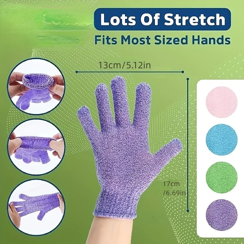 Exfoliating Bath Gloves, Double-Sided Body Scrubbing Accessories in Random Colors with 1, 3, 5 or 10 Individual Pieces for Adult Shower and At-Home Spa Routines