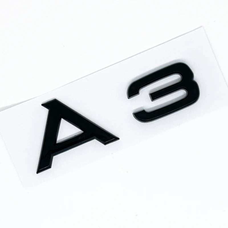 Car Letter Badge Emblem in 3D ABS, Silver or Glossy Black with A1, A3, A4, A5, A6, A7, A8, TDI and TFSI Options for Compatible Trunk and Fender Decoration