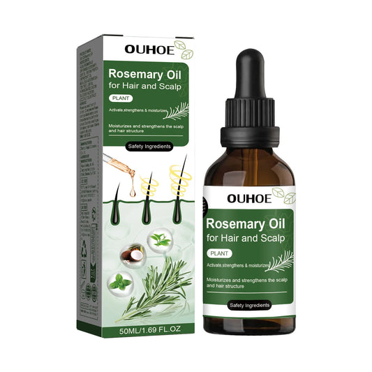 Rosemary Mint Hair Oil for Men and Women, Cosmetic Hair Care for At-Home Self-Care Routines with Single, Three and Five Piece Options