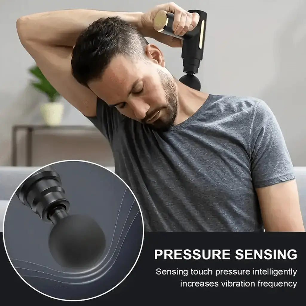 Compact Travel Massage Gun with Type-C Charging, Handheld Electric Massager in Black or Grey Button and LCD Models for Home and Post-Exercise Relaxation