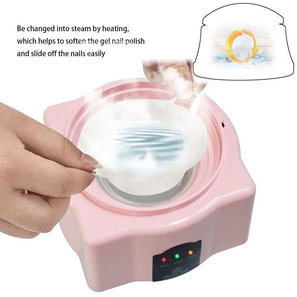 Electric Steam Gel Nail Remover with Five-Finger Use and Automatic Shutoff References, Compact Polish Removal Box for Instruction-Guided Manicure Care