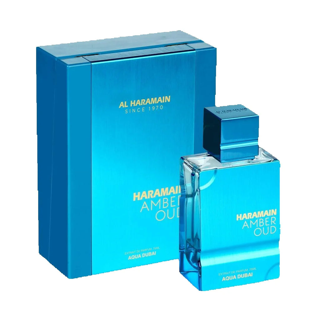 Amber Oud Aqua Dubai Unisex Perfume, Listed Al Haramain 2.0 oz Fragrance with Bergamot, Mandarin, Fruity Amber, Vanilla and Musk Notes for Personal Wear
