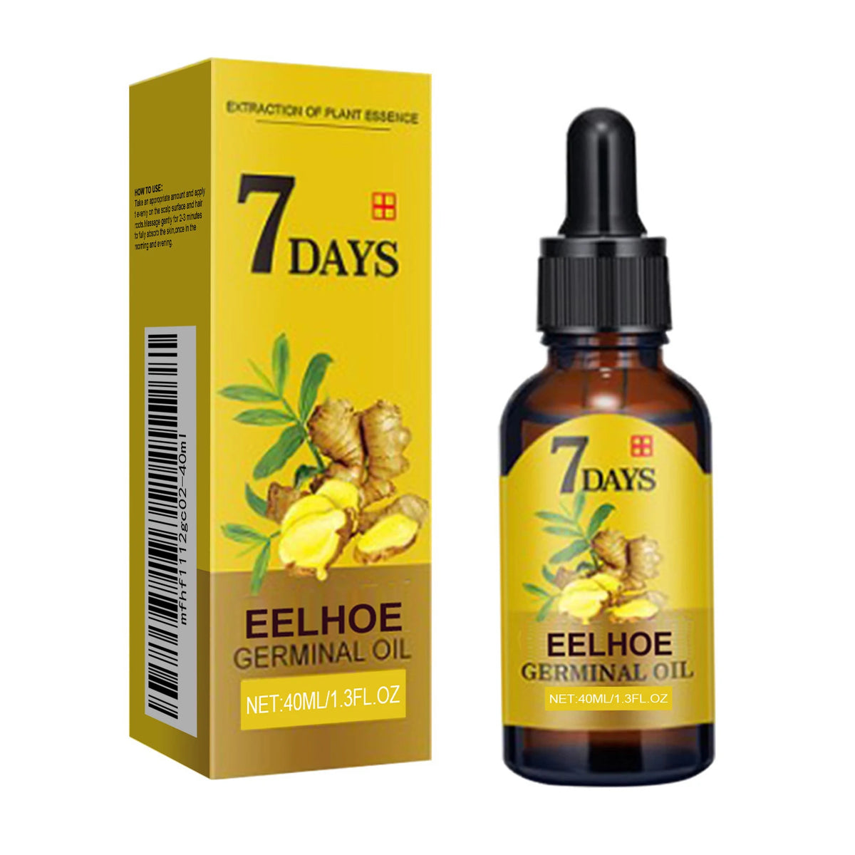 Ginger Hair Oil for Scalp Massage by EELHOE, Cosmetic Hair Care Serum for Men and Women in 10ml, 20ml and 40ml Size Options for At-Home Routines