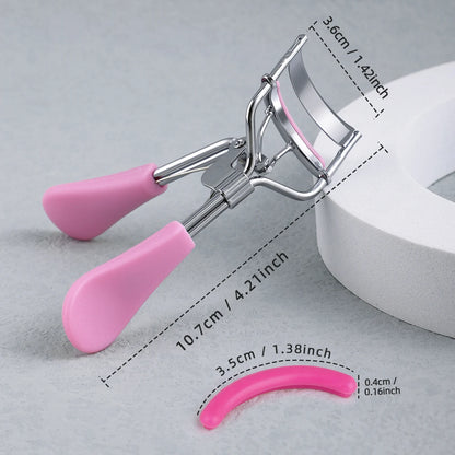 Stainless Steel Eyelash Curler with 15 Silicone Pads, Portable Lash Curling Tool in Seven Color Options for Everyday Makeup and Travel Beauty Kits