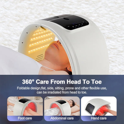 Seven-Color LED Skin Care Device with 100 LEDs, Foldable ABS Design and Touch Controls, Separate Spray or No-Spray Versions with Four Plug Options