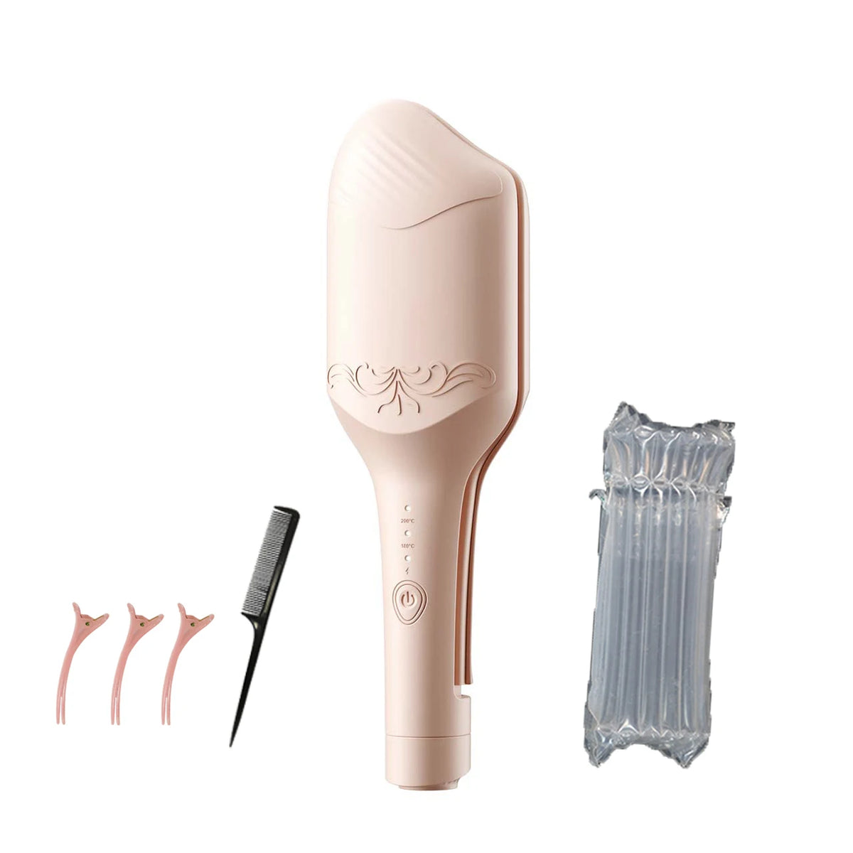 40mm Hair Waver in Beige, Corded Ceramic-Coated Wave Styling Iron with Listed Adjustable Heat, Regional Plug Choices and Without-Box Packaging Option