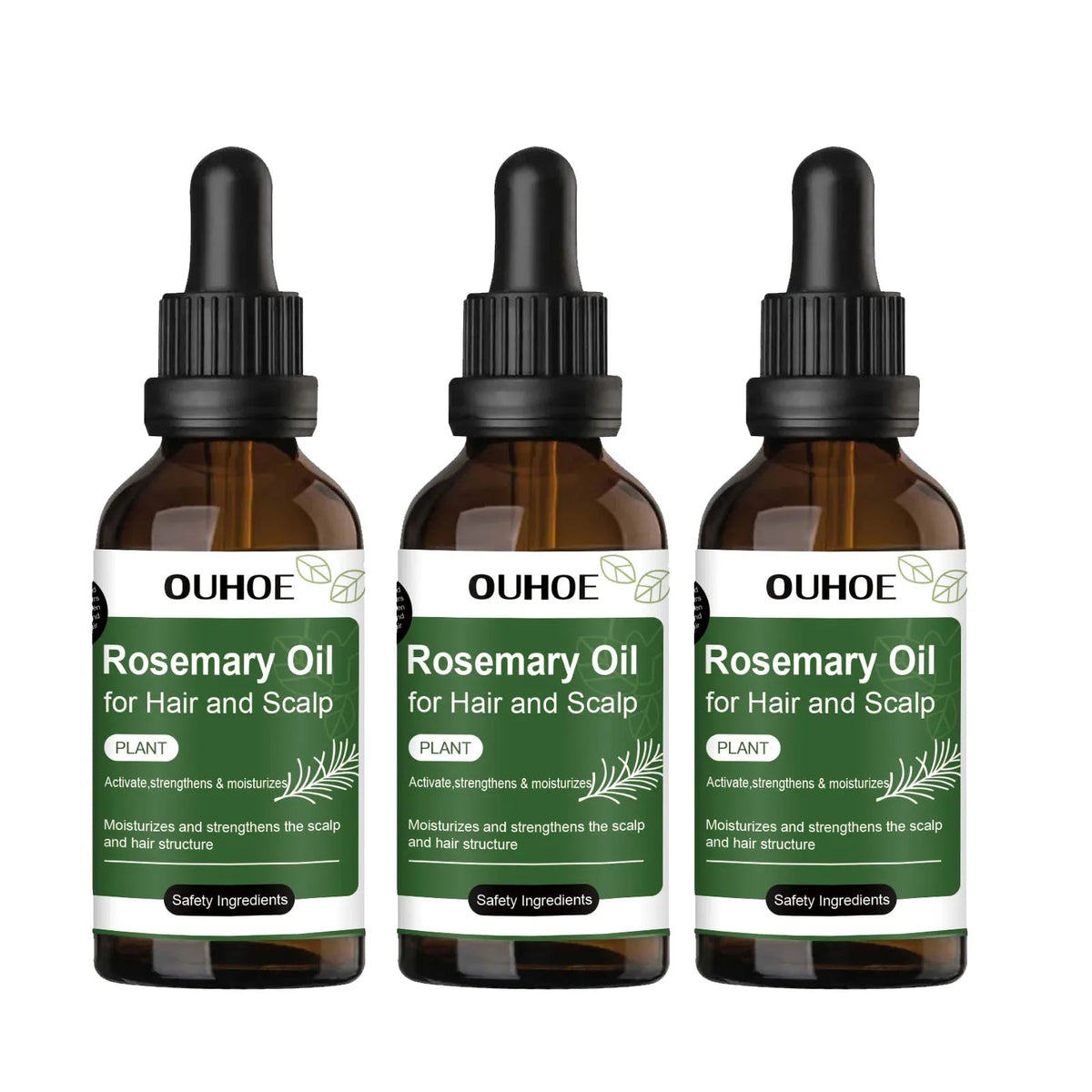 Rosemary Mint Hair Oil for Men and Women, Cosmetic Hair Care for At-Home Self-Care Routines with Single, Three and Five Piece Options