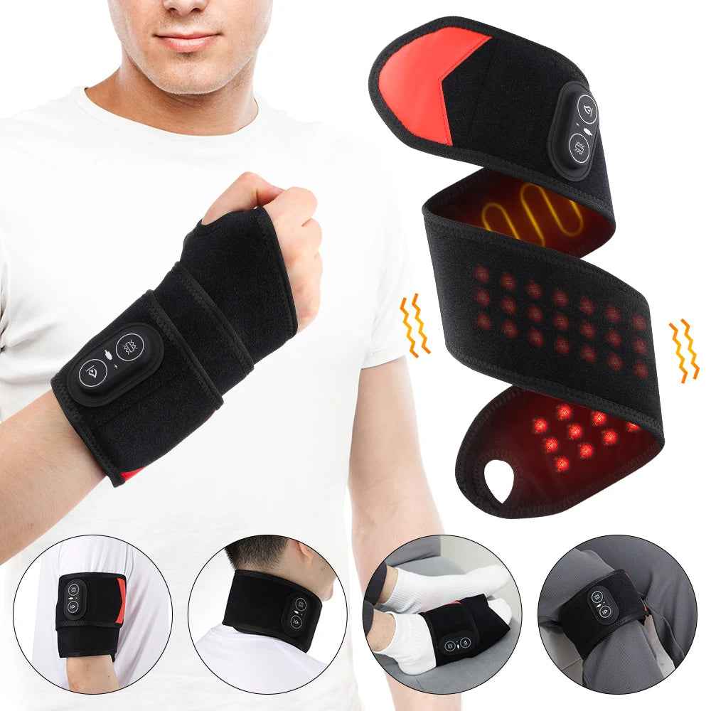 Wearable Red Light Heating Wrap Options for Wrist, Neck, Ankle and Hip, Adjustable Warmth with Model-Specific LED, Vibration and Power Features