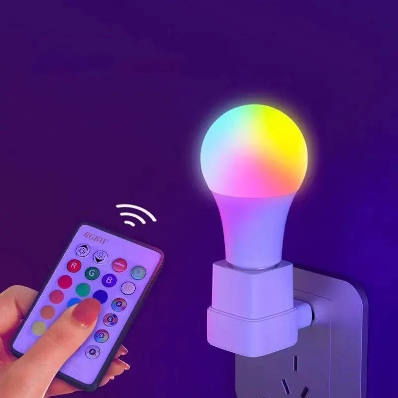 RGB LED Light Bulb E27 AC220V 8W, 16 Color Dimmable Mood Lighting with 24-Key Infrared Remote for Compatible Fixtures and Party Decor