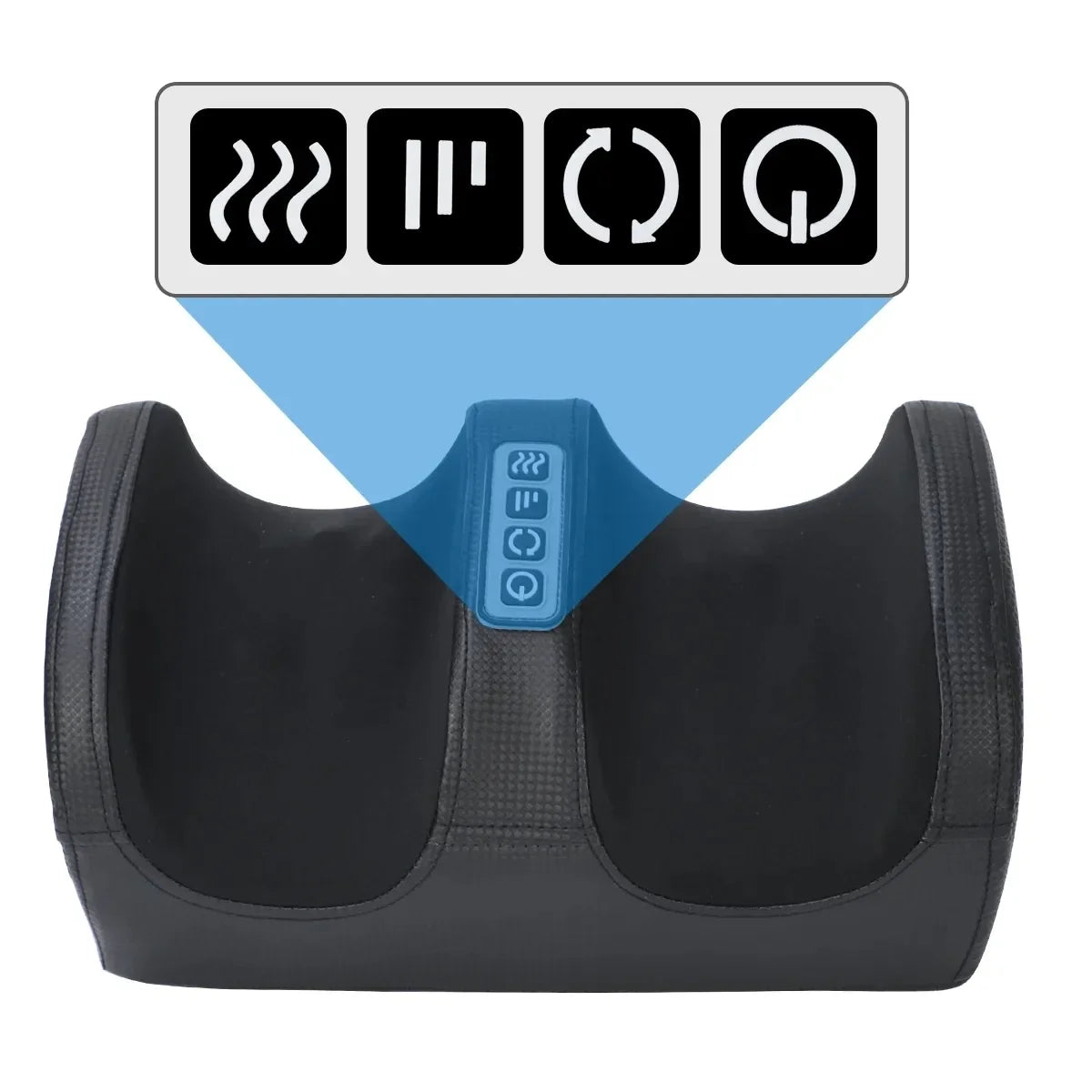 EU Plug Heated Foot Massager for 220-240V Power, Electric Kneading Machine with Adjustable Rotation and Massage Speed, PU Outer and Soft Velvet Liner