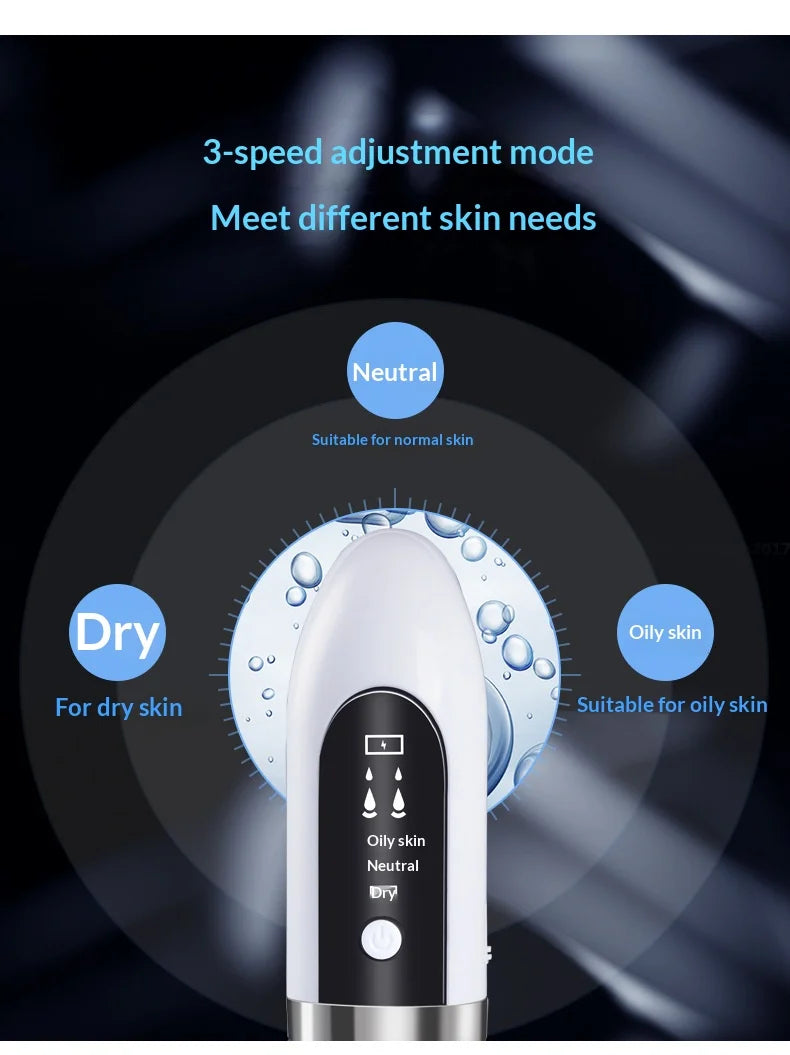 Pore Vacuum Facial Device in Ivory with Electric Micro Bubble Cleanser and USB Recharge References for Instruction-Guided Adult Personal Beauty Routines