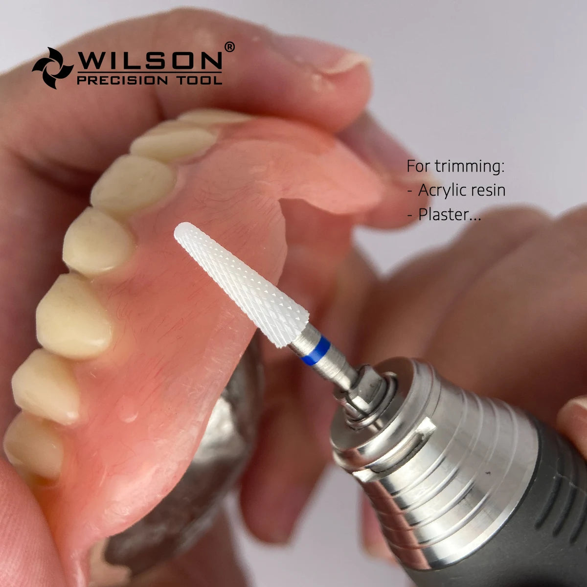 White Zirconia Burs with Conical Shape and Cross-Cut Design, Listed 4.5mm Size Reference and Eight Single-Piece Model Options for Rotary Tool Compatibility Review