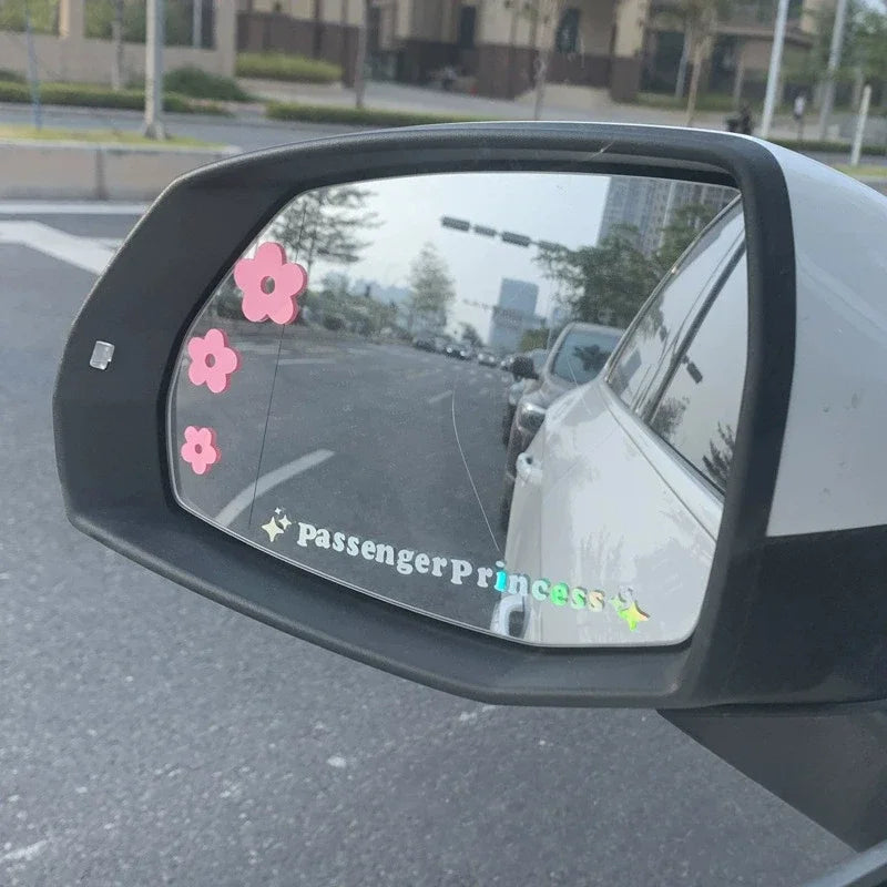 Passenger Princess Mirror Decal Stickers in Eight Colors, Two-Piece PVC Vehicle Decoration Set with Star Styling Reference and Listed 12.5 x 1.18cm Size