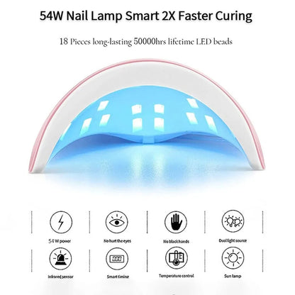 LINMANDA USB UV LED Nail Lamp in Pink with 18 LEDs and 60s or 120s Timer Settings, Compact ABS Gel Curing Tool for Compatible Fingernail and Toenail Products