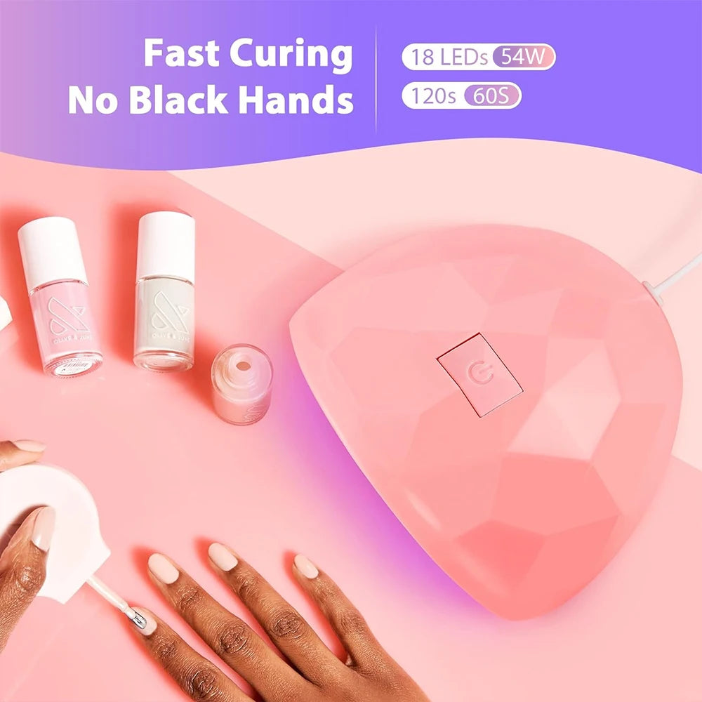 USB Nail Curing Lamp with Listed 18 LEDs, 60 and 120-Second Timers and Detachable Design, Pink, White or Upgraded White Options for Gel Manicures