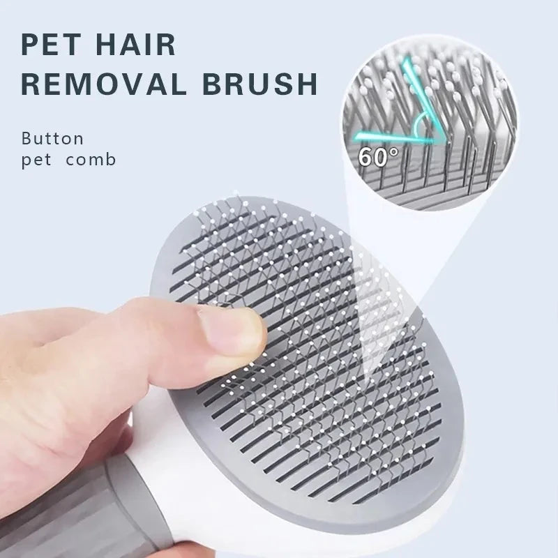 Self-Cleaning Pet Slicker Brush for Dogs and Cats, Stainless Steel Pin Grooming Tool with PP Body for Loose Hair Removal in Gray, Pink or Blue