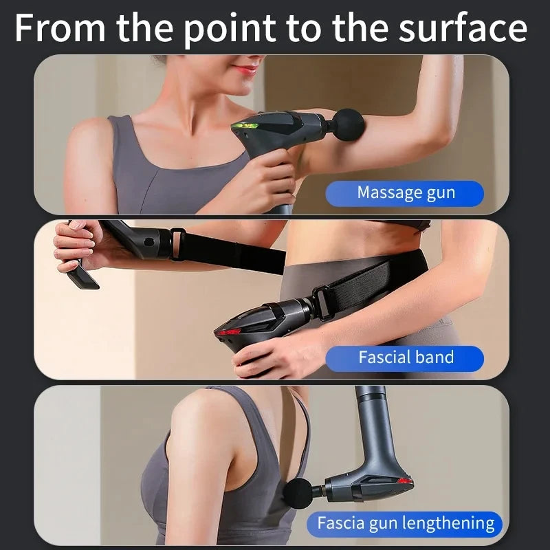 Long-Handle Massage Gun in Dark Gray with 1500mAh Battery, Type-C Charging and Listed 2600–3300rpm Motor Speed for Adult Personal Massage Routines
