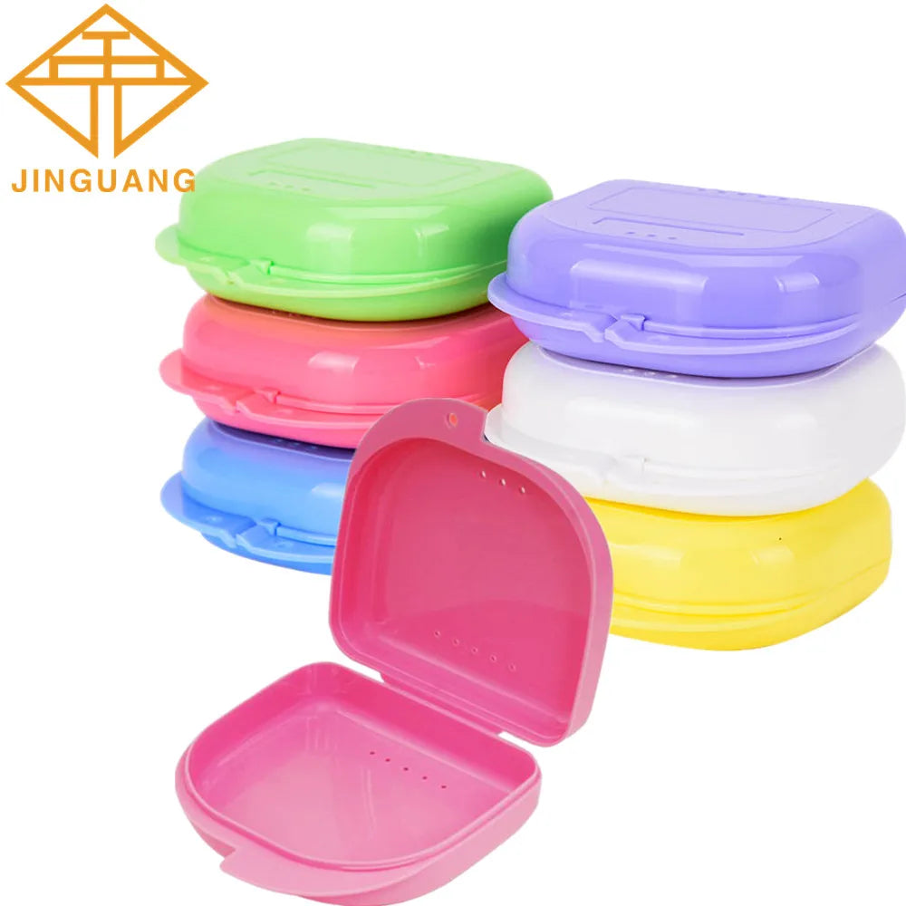 Vented Dental Storage Cases 50-Pack, Denture and Retainer Boxes with Seven Single-Color Choices or Random Mixed Colors for Compatible Removable Appliance Storage