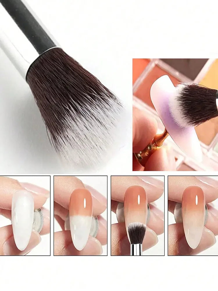 Ombre Gradient Nail Brush Set with Two Pieces, Wooden Handles and Listed 16cm Length, Purple Bristle Reference for UV Gel Blending and Manicure Art