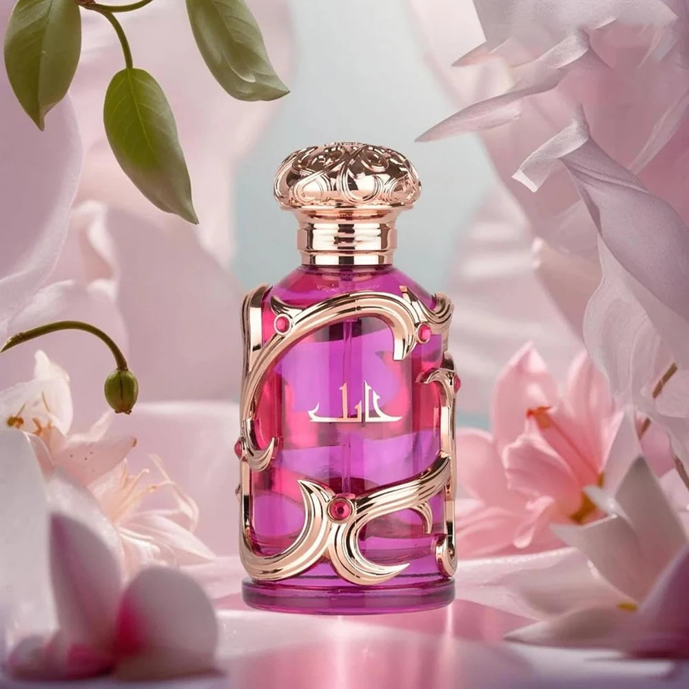 Women's Pear Jasmine Perfume with Listed 100ml Eau de Parfum Spray, Bergamot and Amber Musk Notes, Rose Red Option and Decorative Rose Gold Bottle for Gifts