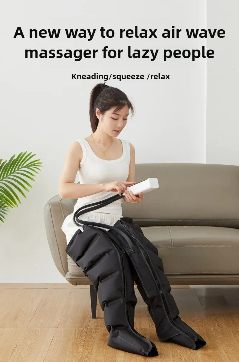 Air Wave Compression Leg Massager with Zipper Design, Three Listed Modes and Intensity Levels in Basic, Lengthen or Lengthen Type-C Options for Adult Relaxation