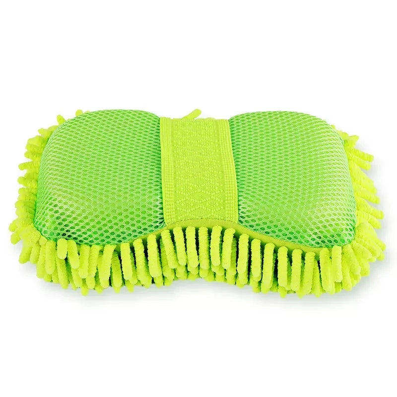 Green Microfiber Car Wash Sponge for Manual Vehicle Cleaning, Everyday Auto Care and Exterior Detailing Preparation, At-Home Car Washing Accessory