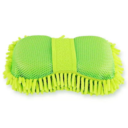 Green Microfiber Car Wash Sponge for Manual Vehicle Cleaning, Everyday Auto Care and Exterior Detailing Preparation, At-Home Car Washing Accessory