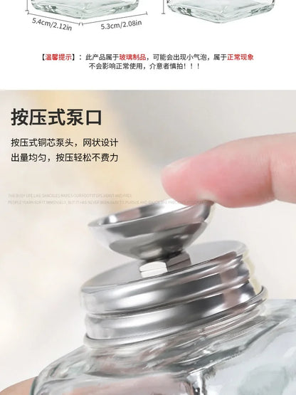 Glass Nail Liquid Pump Bottle 180ml, Empty Press-Top Dispenser for Compatible Manicure Cleansing Liquids and Nail Polish Remover at Home or Salon Stations