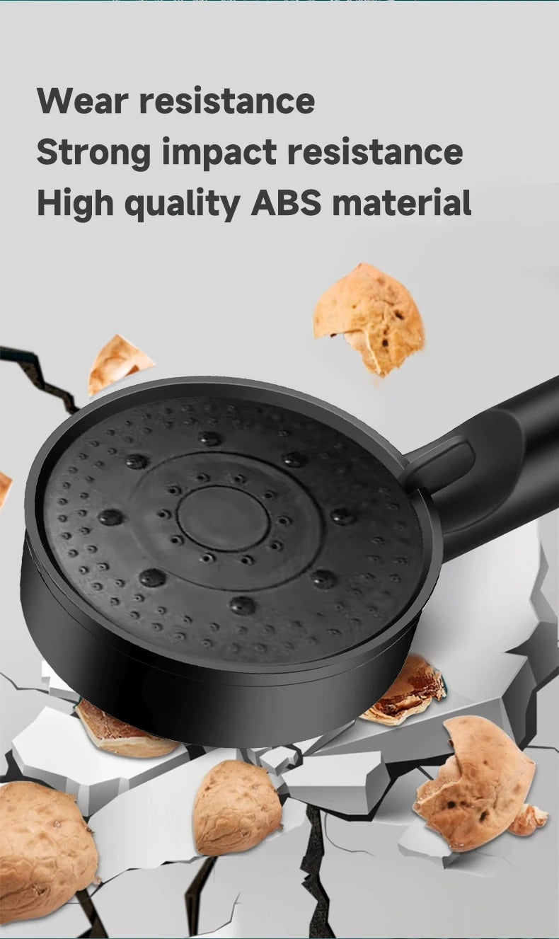 Black Handheld Shower Head for Bathroom Replacement, Listed G1/2 Thread and ABS Construction with 3.54-Inch Size Option, Adjustable Spray Head Only