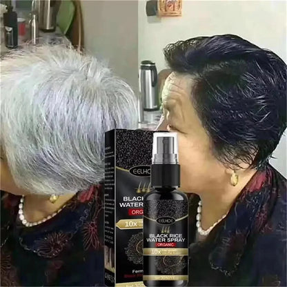 Gray Hair Care Serum with Black Spray and Cosmetic Coverage References, Single or Promotional Purchase Labels for Women and Men Grooming Routines
