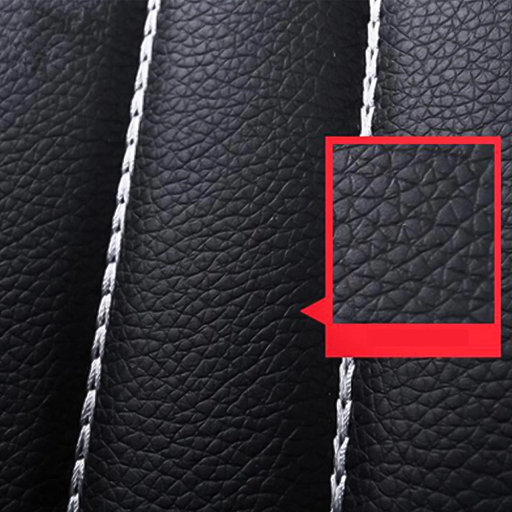 PU Leather Car Seat Cover Set, Nine-Piece Layout with Five Headrest Covers, Two Front Seat Covers and Separate Rear Bench Pieces for Compatible Interiors