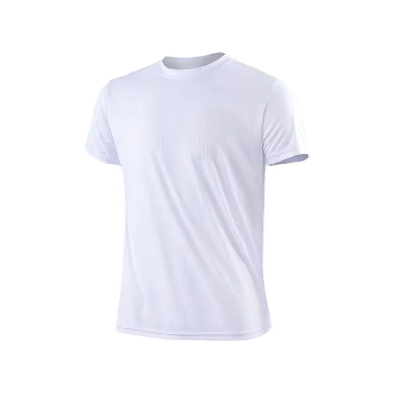 Men's Round Neck Workout T-Shirt with Short Sleeves, Listed Quick-Dry Moisture-Wicking Lightweight Gym and Running Top in Eight Colors, Asian Sizes M to 4XL