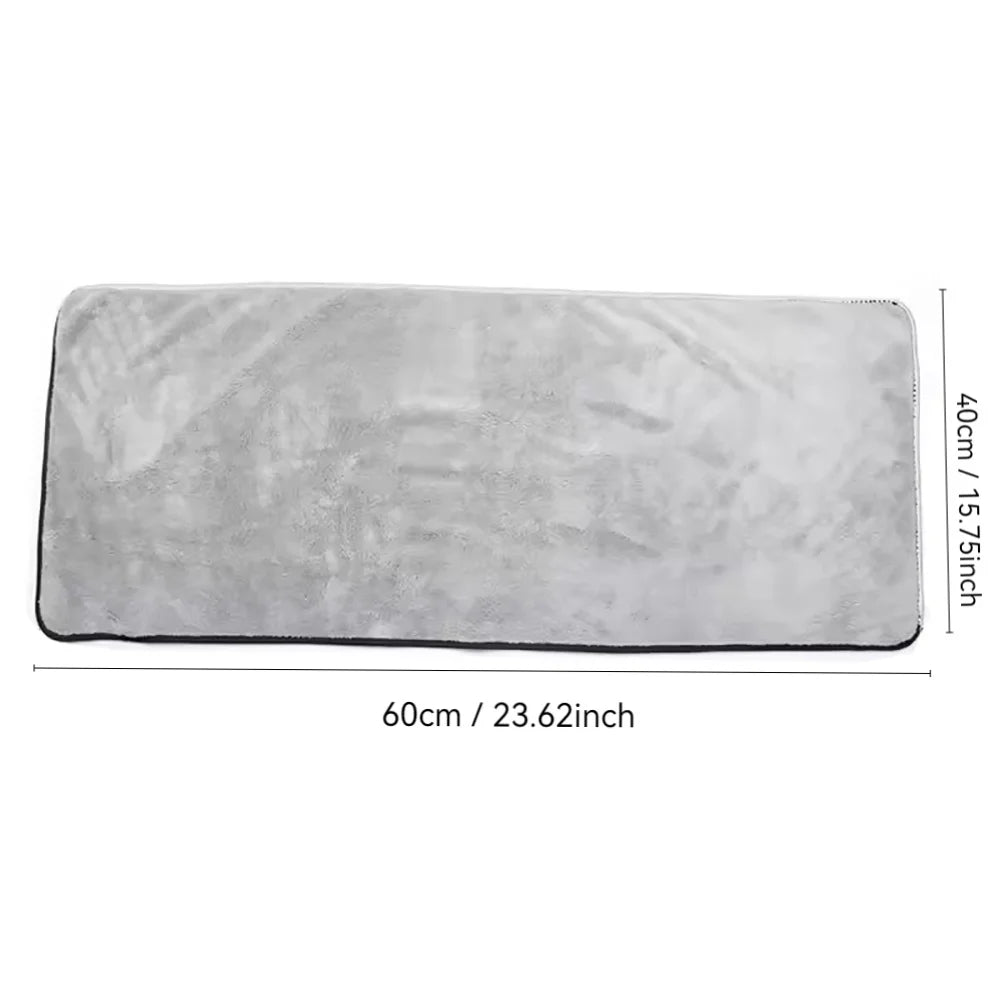 Car Drying Microfiber Towel 60 x 40cm, Single Absorbent Polyester Cleaning Cloth with Double-Sided Coral Fleece Texture for Auto Detailing and Window Care