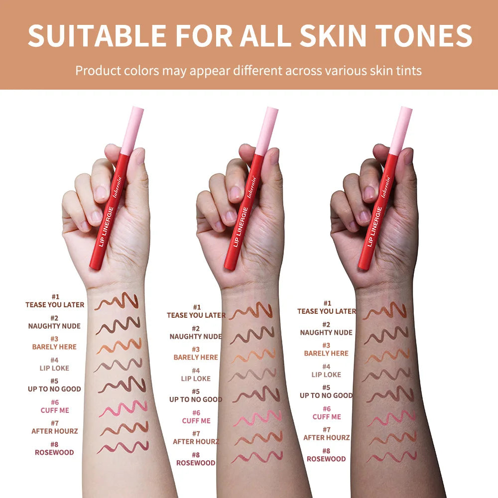 Lip Liner Stain by Lakerain with Flexible Ballpoint Felt Tip, Listed 1ml Lip Contour Makeup for Outlining, Shading and Filling with Eight Named Shade Choices