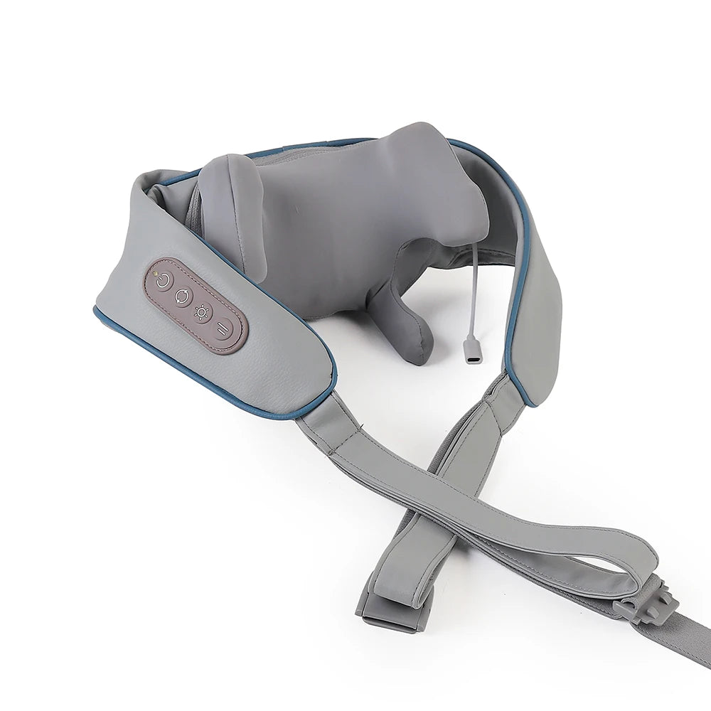 Rechargeable Neck and Shoulder Massage Shawl with Listed Two Modes, Adjustable Straps and Back Buckle, 20W or 26W Kneading Models in White, Grey and Brown Options