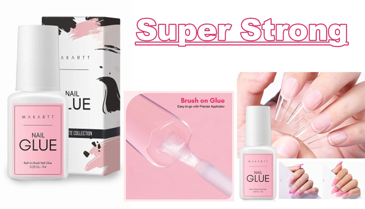 Press-On Nail Glue and Remover Options by Makartt, 10ml, 30ml or 50ml Remover Choices with Separate Liquid Adhesive Packs and Solid UV-Cured Gel Selection