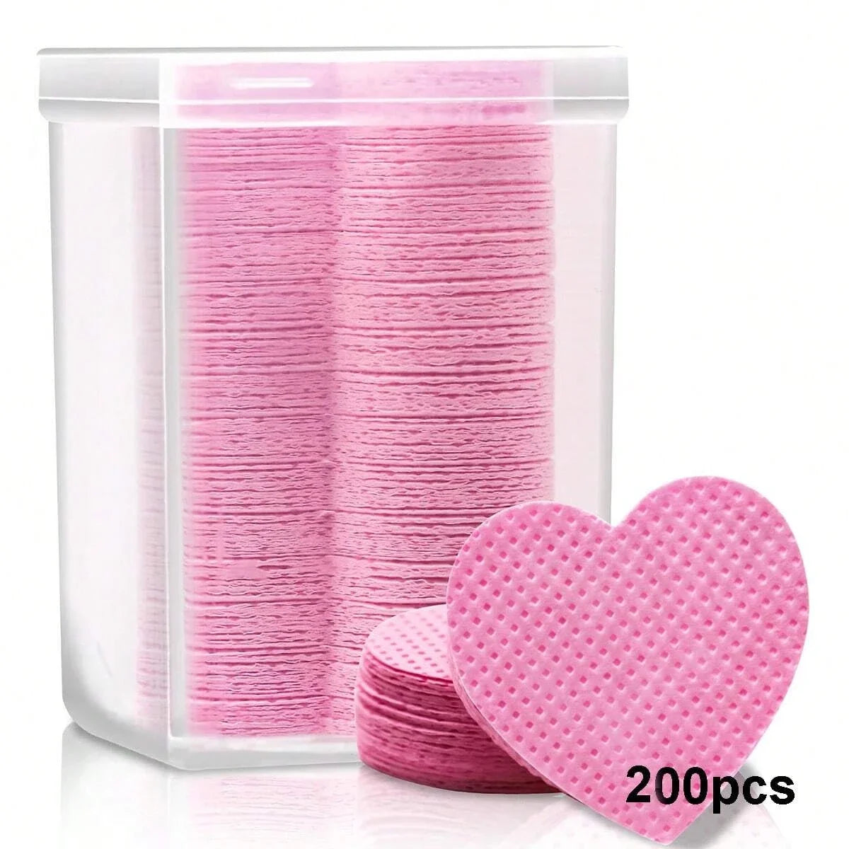 Boxed Nail Cleansing Wipes with Approximately 200 Three-Layer Nonwoven Pads, Heart or Square Shapes in Pink or White for Home and Salon Manicure Prep